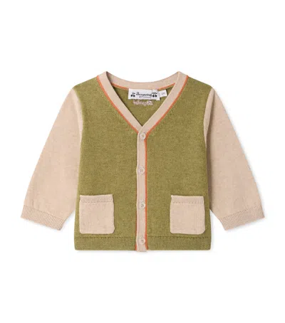 Bonpoint Kids'  Organic Cotton-cashmere Tahiel Cardigan In Green