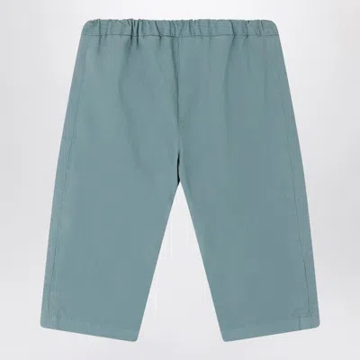 Bonpoint Pants Léo Light Blue In Cotton In Green
