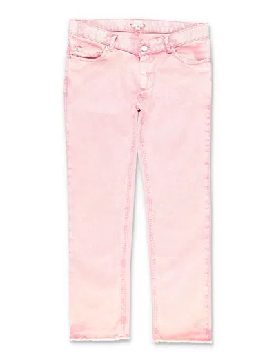 Bonpoint Samela Stretch Denim Jeans With Frayed Hem In Rosa