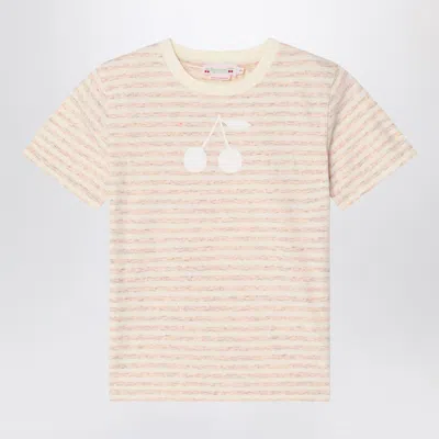 Bonpoint Thida T-shirt Pink Striped In Cotton Blend