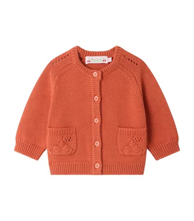 Bonpoint Kids'  Wool-cotton Elisea Cardigan In Red