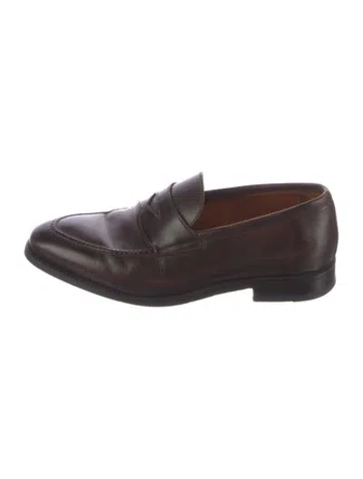 Pre-owned Bontoni Leather Loafers In Brown