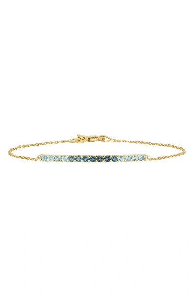 Bony Levy 14k Gold Bar Pendant Bracelet In London Blue Topaz