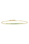 Bony Levy 14k Gold Bar Pendant Bracelet In Peridot Tsavorite