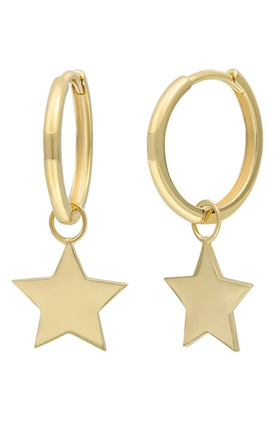 Bony Levy 14k Gold Star Drop Hoop Earrings