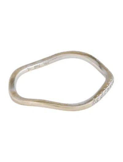 Pre-owned Bony Levy 18k Diamond Stackable Wave Ring In Multicolor