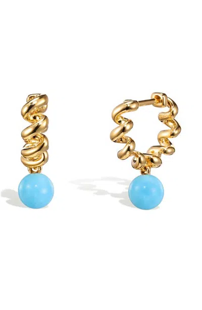 Boochier Slinkee Stone Drop Hoop Earrings In Gold