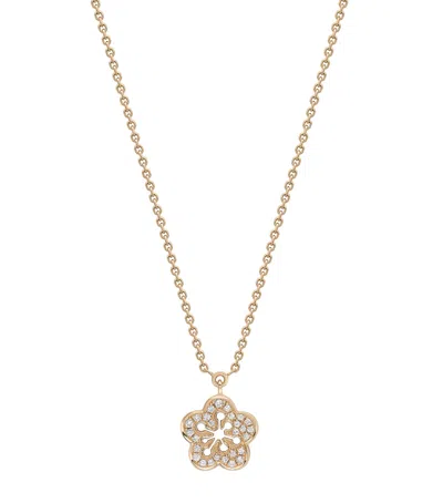 Boodles Mini Rose Gold And Diamond Blossom Pendant Necklace