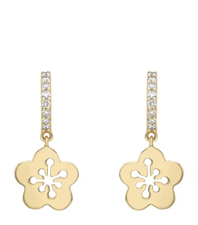Boodles Mini Yellow Gold And Diamond Blossom Drop Earrings
