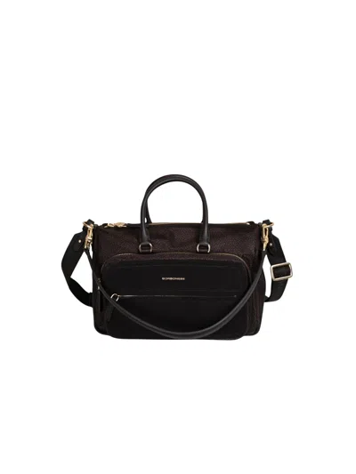 Borbonese B-club  Canvas Shoulder Bag In Black