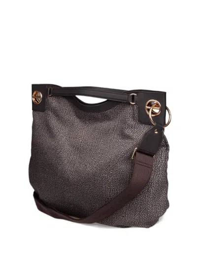 Borbonese London Eyelet-detail Shoulder Bag In Brown