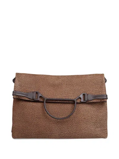 Borbonese Medium Wave Suede Shoulder Bag In Brown