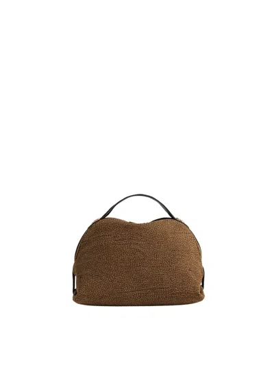 Borbonese Sexy S Textured Suede Leather Shoulder Bag In Brown