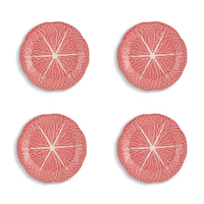 Bordallo Pinheiro Cabbage Pink Plate, Set Of 4 In Multi