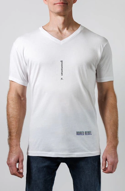 Bored Rebel Groomsman Moisture Wicking Graphic T-shirt In White