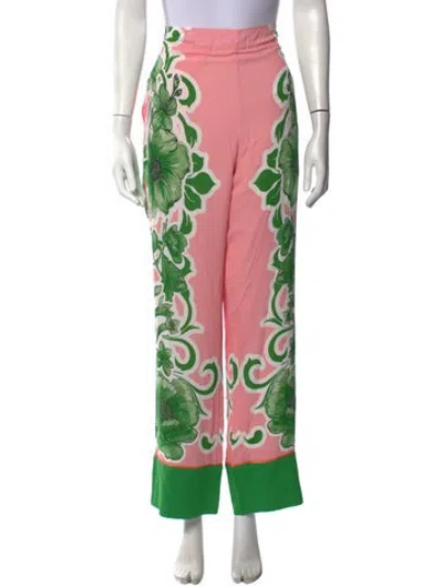 Pre-owned Borgo De Nor Floral Print Wide Leg Pants In Pink