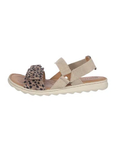 Pre-owned Born Leather Animal Print Sandals In Neutrals