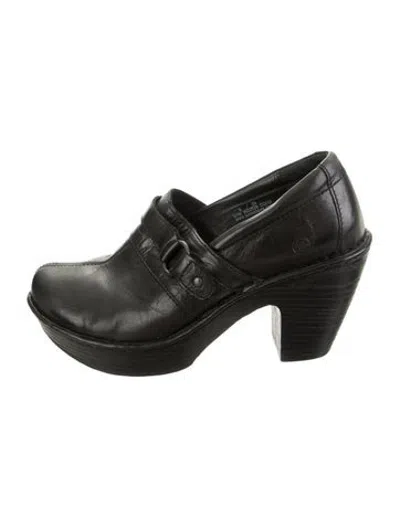 Pre-owned Born Leather Mules In Black