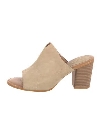 Pre-owned Born Suede Slides In Neutrals