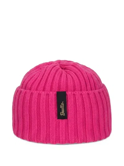 Borsalino Bell Ribbed-knit Beanie Hat In Pink