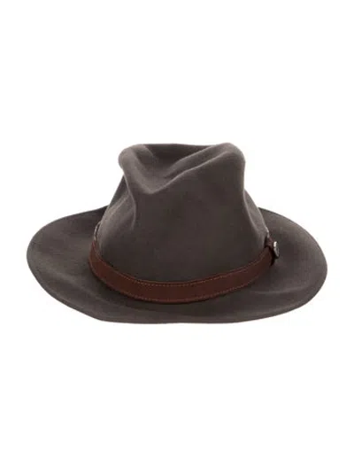 Pre-owned Borsalino Fur Felt Fedora In Grey