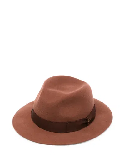 Borsalino Grosgrain-trim Fedora Hat In Brown
