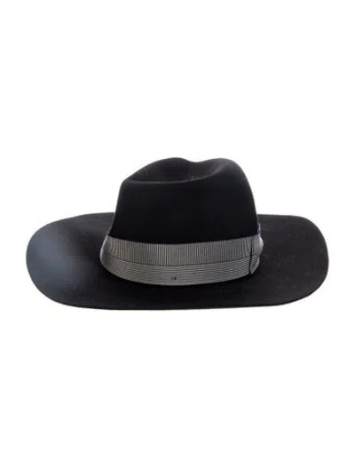 Pre-owned Borsalino Suede Fedora In Black