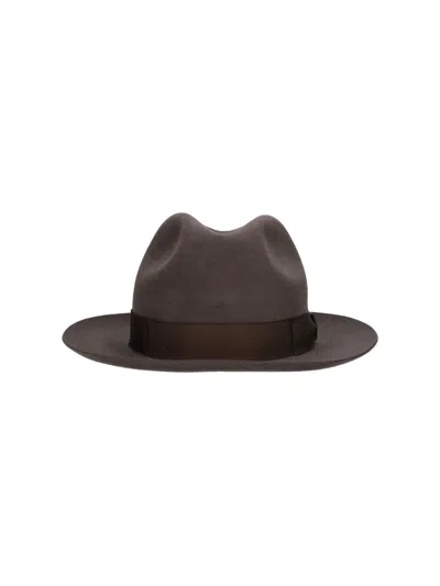 Borsalino Wide Brim Fedora Hat In Brown