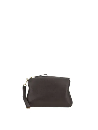 Borsalino Wristlet Zip Clutch Bag In Black