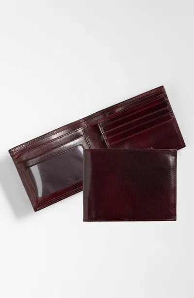 Bosca Id Flap Leather Wallet In Dark Brown