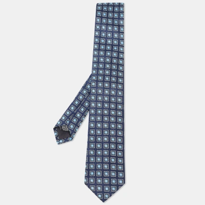 Pre-owned Boss By Hugo Boss Blue Patterned Silk Tie