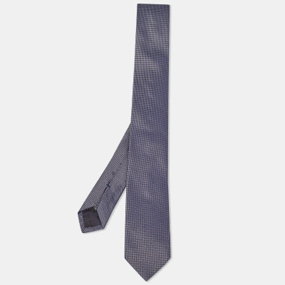 Pre-owned Boss By Hugo Boss Navy Blue Patterned Silk Skinny Tie