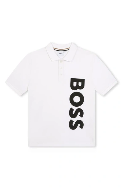 Bosswear Boss Kidswear Kids' Cotton Graphic Polo In White