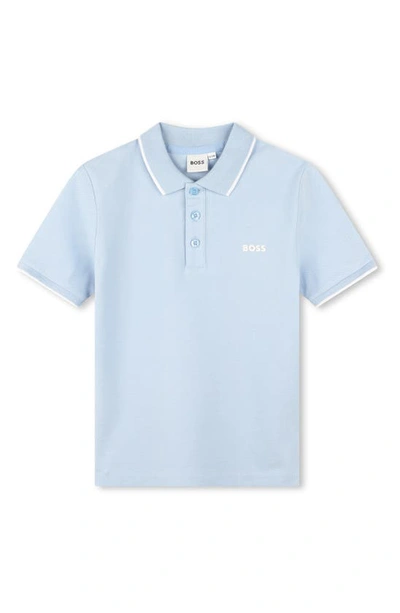 Bosswear Kids' Tipped Piqué Polo In 783-pale Blue