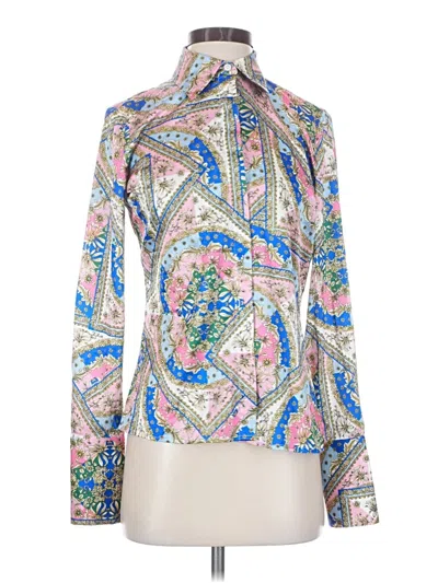 Pre-owned Boston Proper Long Sleeve Blouse In Blue