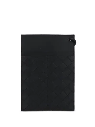 Pre-owned Bottega Veneta 2024 Intrecciato Leather Card Holder In Black