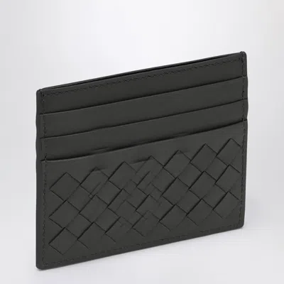 Bottega Veneta Black Belt In Woven Leather In Grey