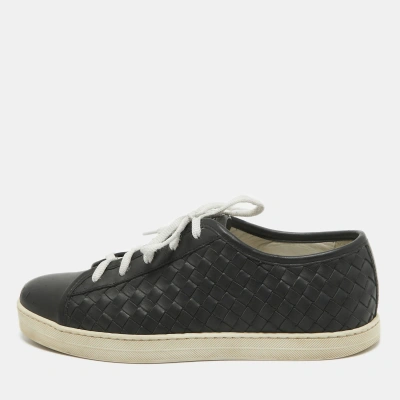 Pre-owned Bottega Veneta Black Intrecciato Leather Low Top Sneakers Size 39