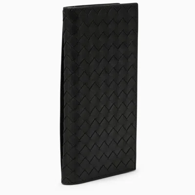 Bottega Veneta Black Vertical Billfold Wallet In Woven Leather