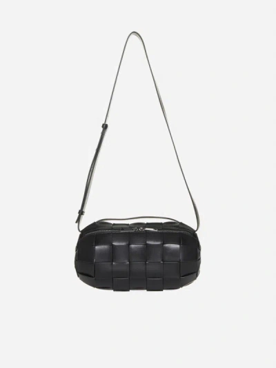 Bottega Veneta Boombox Intreccio Leather Small Bag In Black