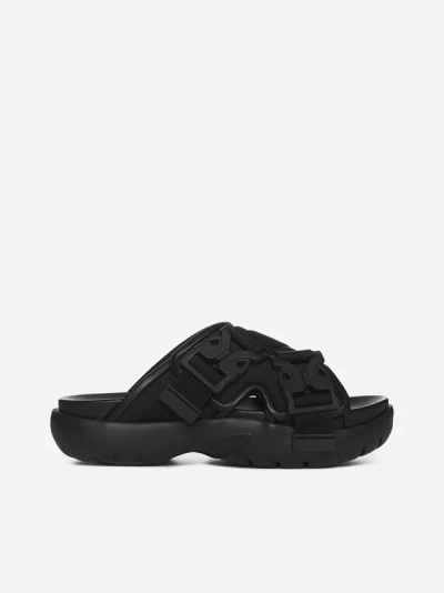 Bottega Veneta Buckle Nylon Slides In Black