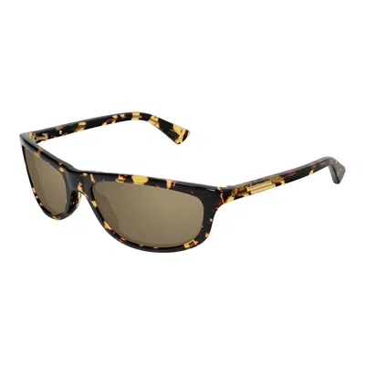 Bottega Veneta Bv1327s Shiny Spotted Havana Mini Sunglasses With Bronze Mirror In Multi