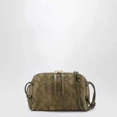 Bottega Veneta Concert Clutch Bag In Mud Colour In Intrecciato Suede In Sand