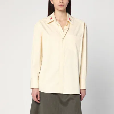 Bottega Veneta Cream Shirt In Cotton And Silk In Beige