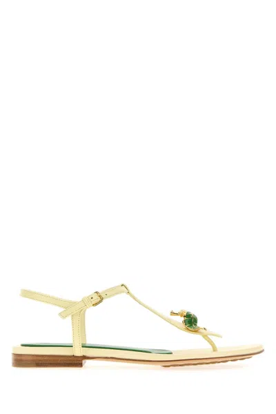 Bottega Veneta Floral Leather Sandals With Leather-and-rubber Sole In Neutral