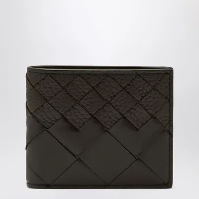 Bottega Veneta Fondente Color Bi-fold Wallet In Intrecciato In Brown