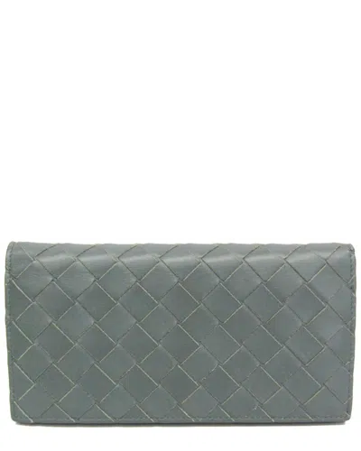 Pre-owned Bottega Veneta Grey Intrecciato Leather Wallet (authentic Pre-loved)
