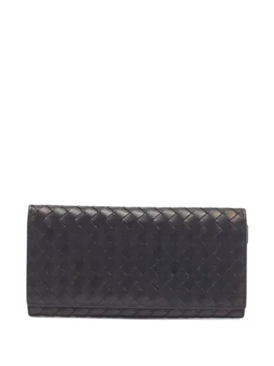 Pre-owned Bottega Veneta Intrecciato Flap Wallet In Brown