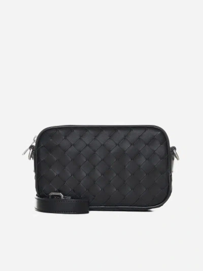 Bottega Veneta Intrecciato Leather Camera Mini Bag In Black