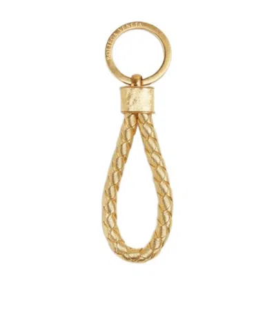 Bottega Veneta Intreccio Key Ring In Golden